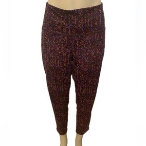 J. Jill Purple Patterned Fit Performance High Rise 7/8 Athletic Leggings Size MP